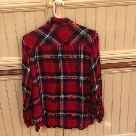JUSTICE Red/Navy/White Plaid Flannel Shirt - Picture 3 of 5